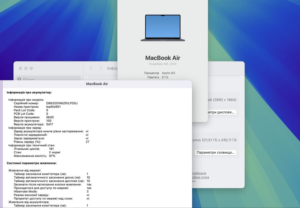 Як новий Macbook Air 15 2023 M2 8GB RAM 256GB SSD Midnight IL6350