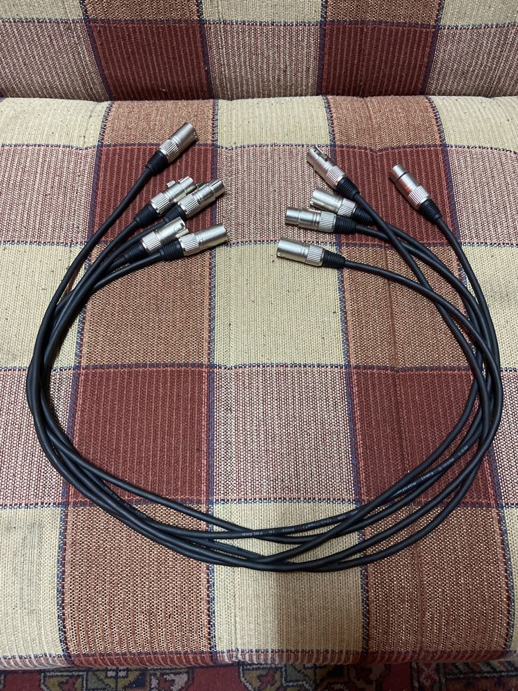 8 x Kable DMX 1 metr XLR