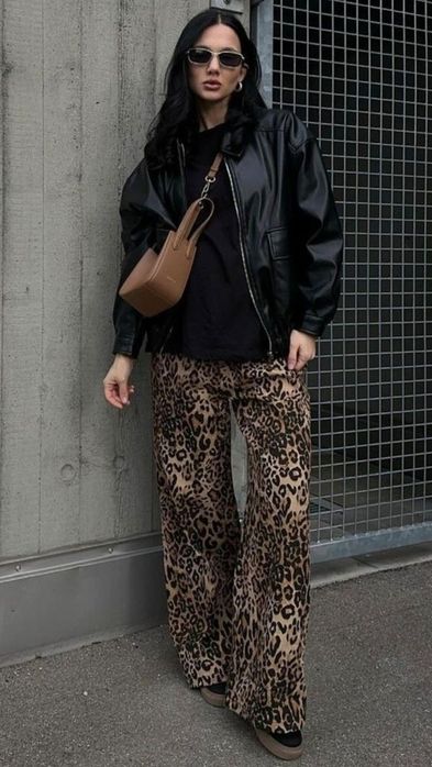 Брюки штани палаццо у леопардовий принт