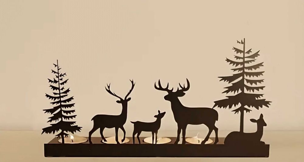 Elegancki Żelazny Świecznik 4 świeczki Dekoracja Stojąca Podgrzewacz