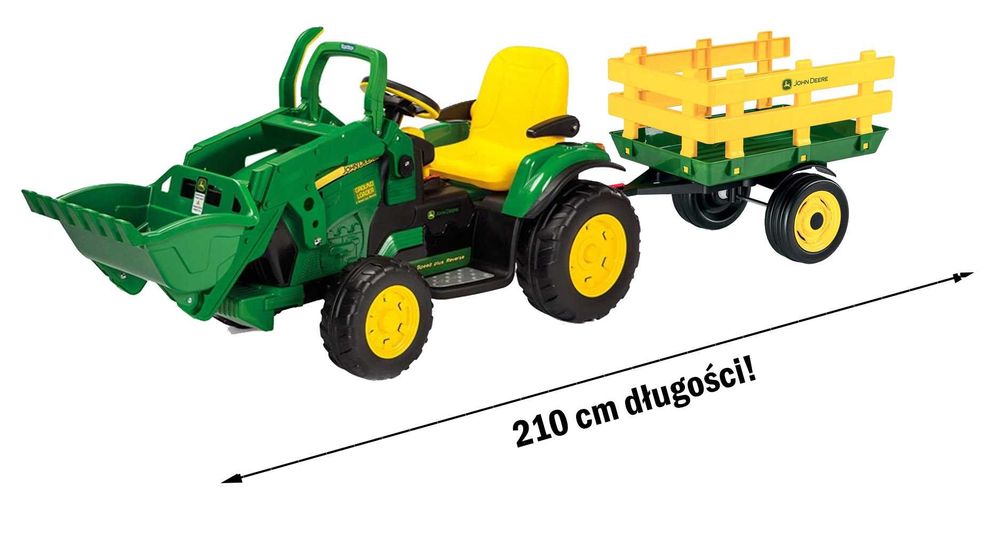 MEGA ZESTAW John Deere koparka+przyczepka traktorek na akumulator 12V