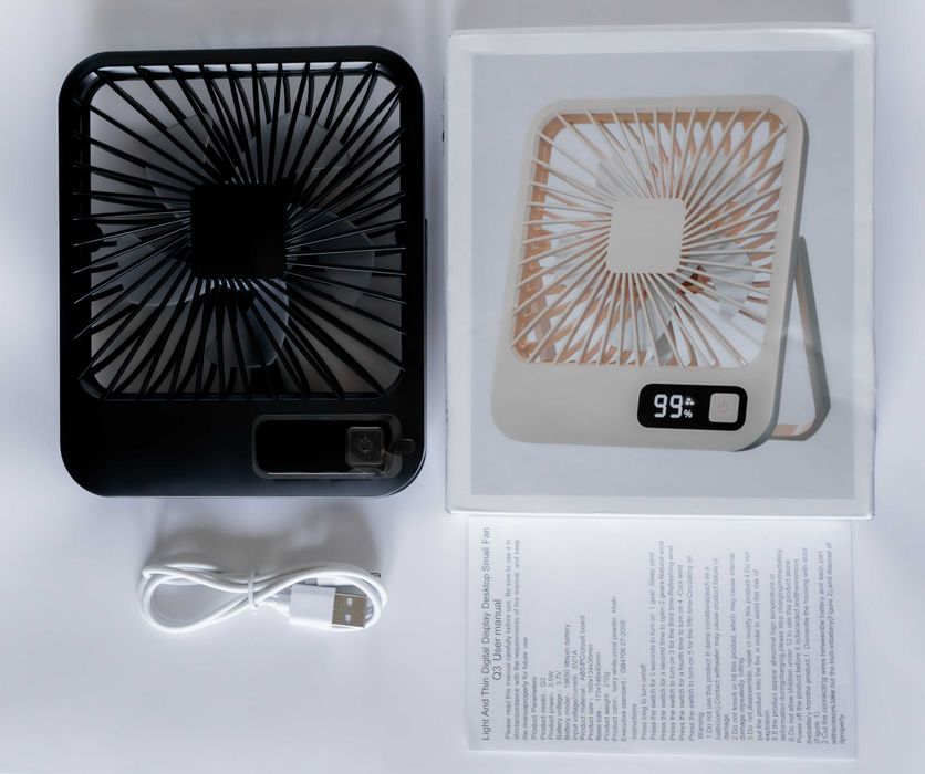 USB-вентилятор з акумулятором, 5 швидкостей, 180° регулювання нахилу