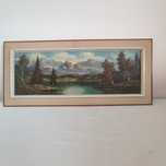 Obraz olejny na płótnie sygnowany r 1950- 1975 Stan bdb, panoramiczny
