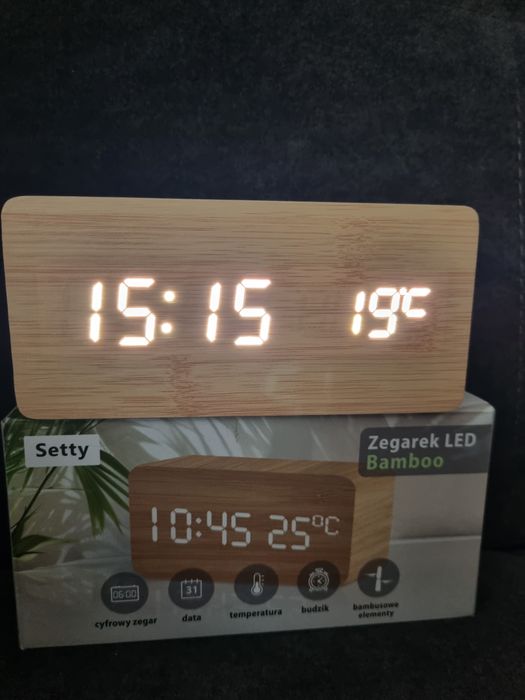 Zegarek Budzik LED Setty Bamboo