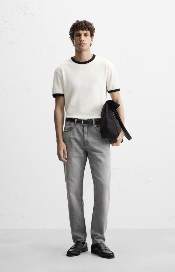 Джинси сірі чоловічі базові Slim Fit Tappered Zara