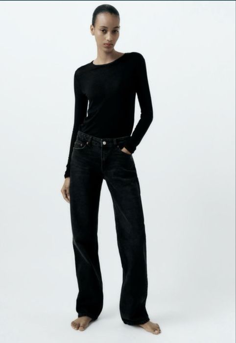 Чорні прямі джинси zara xl/42