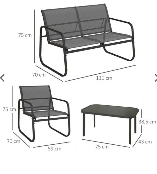 Meble ogrodowe 4 osobowe metalowe