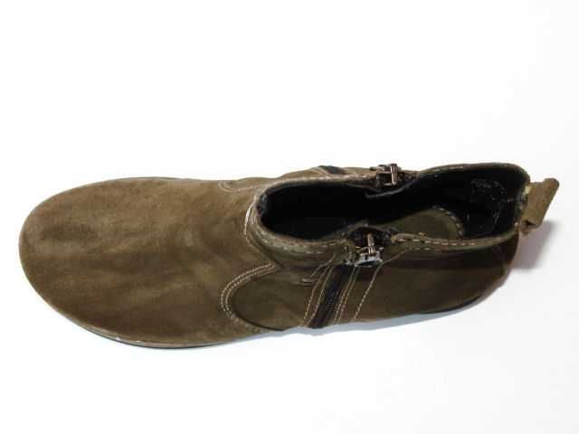 Botki damskie skóra zamsz khaki płaskie TREVO r. 38
