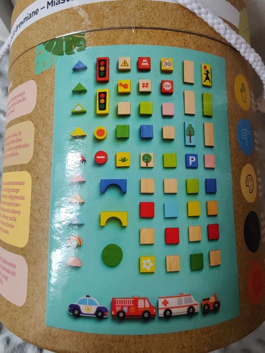 Drewniane klocki dla dzieci Miasto Elefun auta samochody