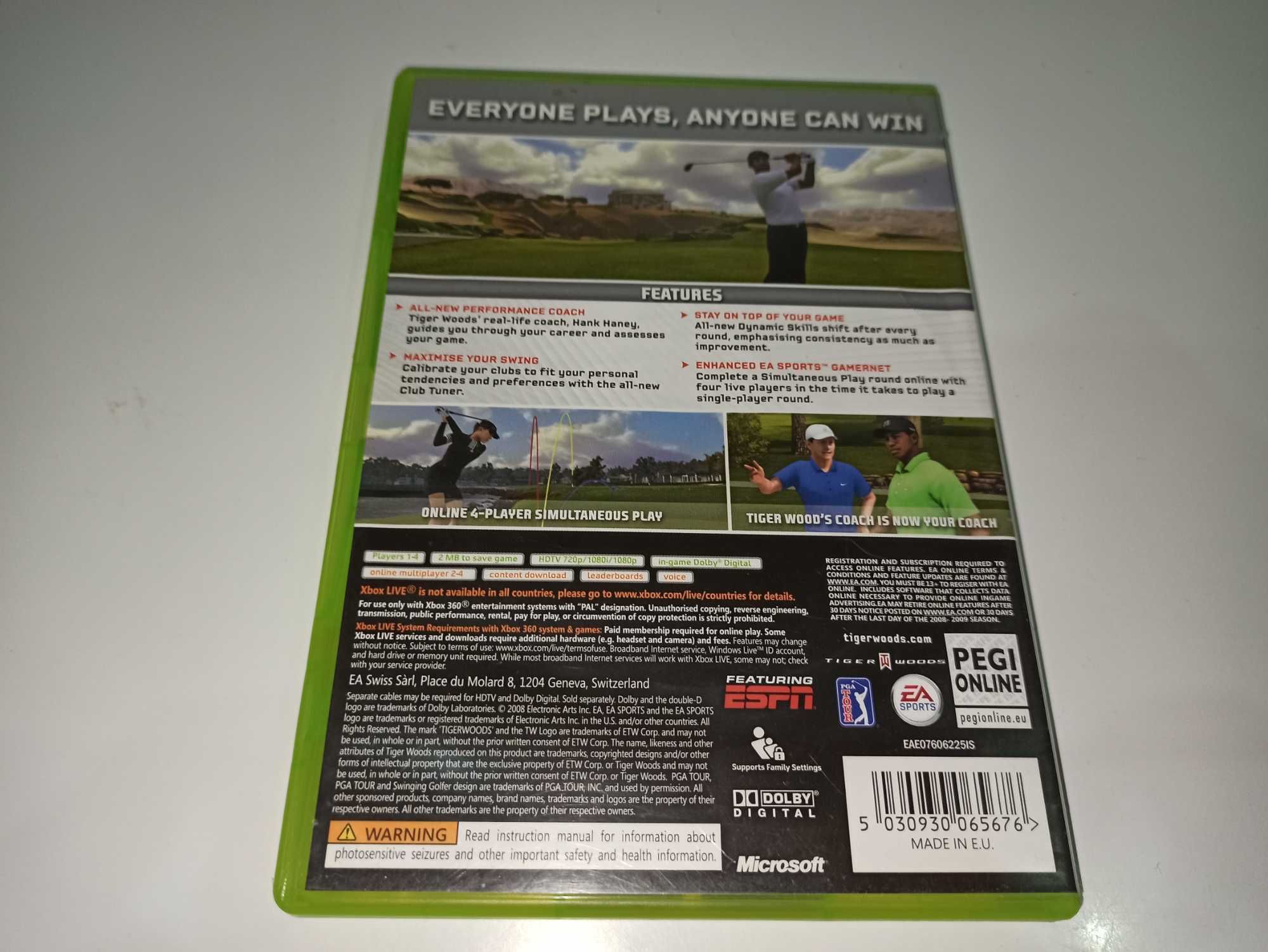 xbox 360 TIGER WOODS PGA TOUR 09 klimatyczny golf, 1-4 graczy