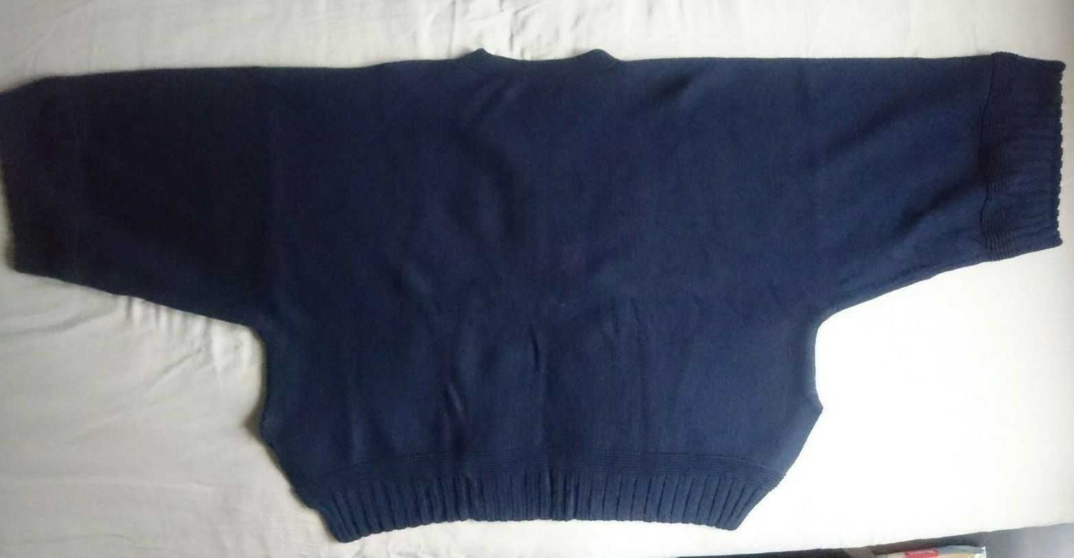 Jaeger Cos Cardigã Azul Marinho Lã Pura Manga 3/4 Blue Wool Cardigan M