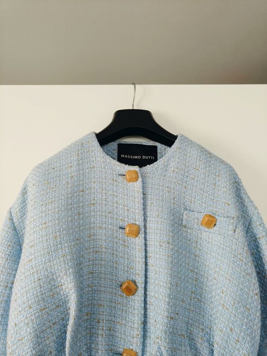 Marynarka Massimo dutti Studio 38 M błękitna niebieska tweedowa