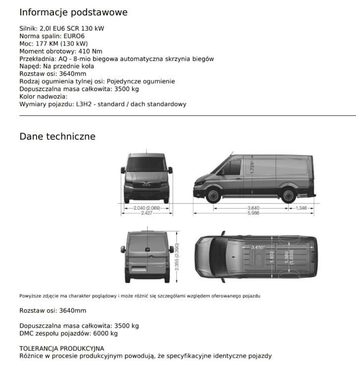 Wynajem samochodu MAN TGE 2023 bus 9-osobowy
