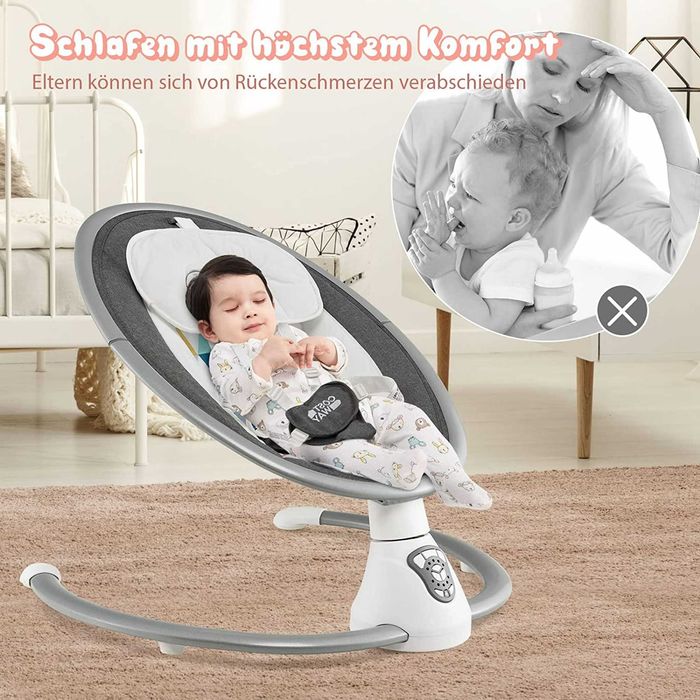 Elektryczny bujaczek dla niemowląt z 5 poziomami bujania, timer