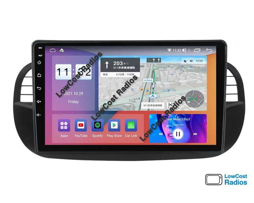 Auto Rádio GPS FIAT 500 - 9" (Desde 2007 a 2015) • ABARTH • Android 15
