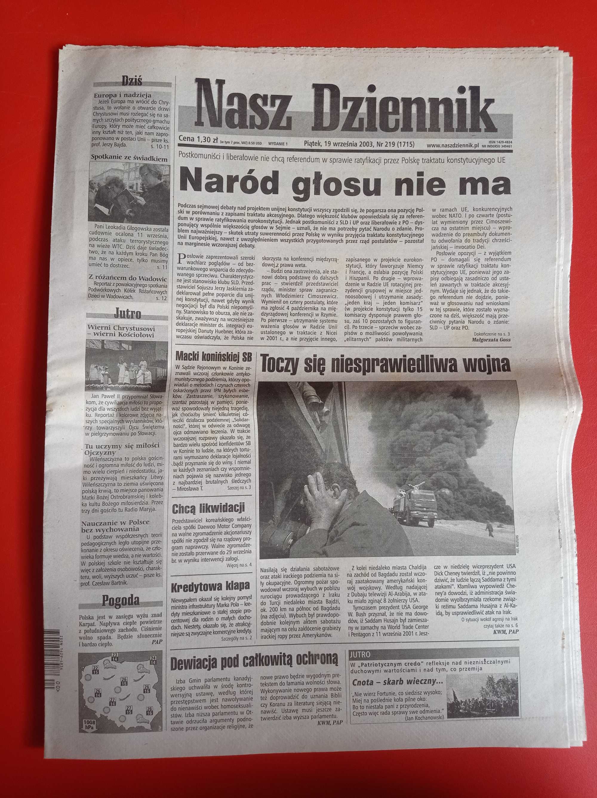 Nasz Dziennik, nr 219/2003, 19 września 2003