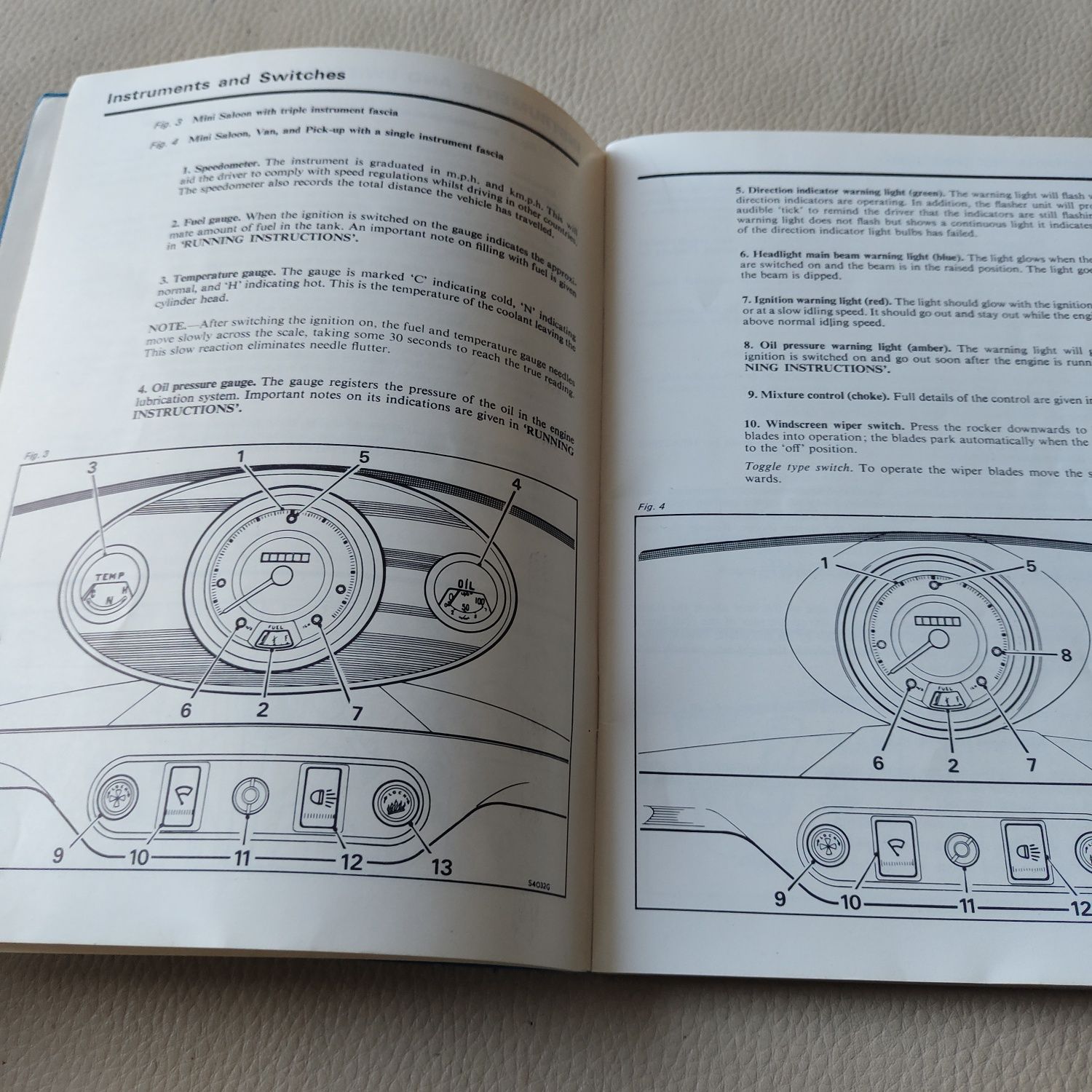 Manual de instruções/Condutor do Mini 850 e 1000 de 1972