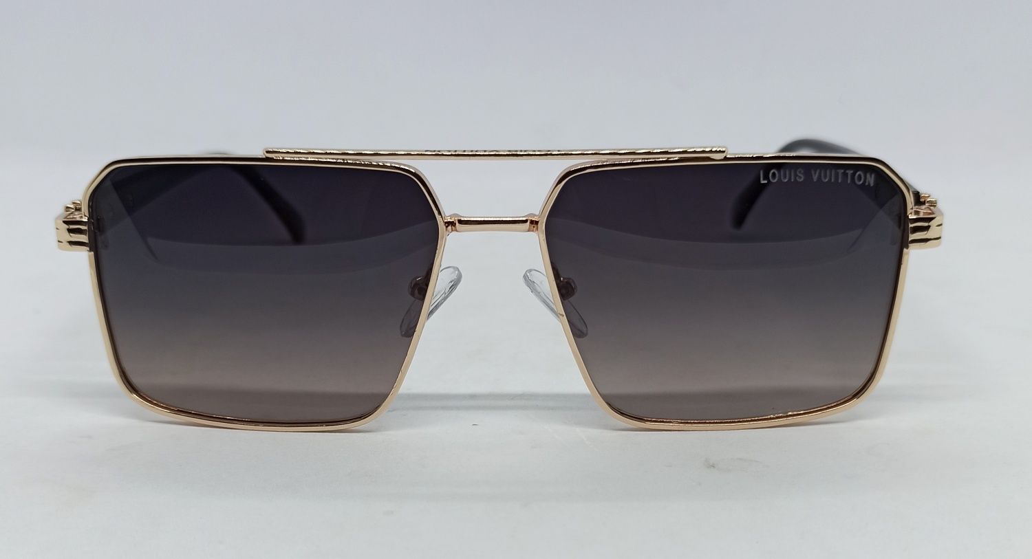 Louis Vuitton очки унисекс серо бежевый градиент в золотом металле