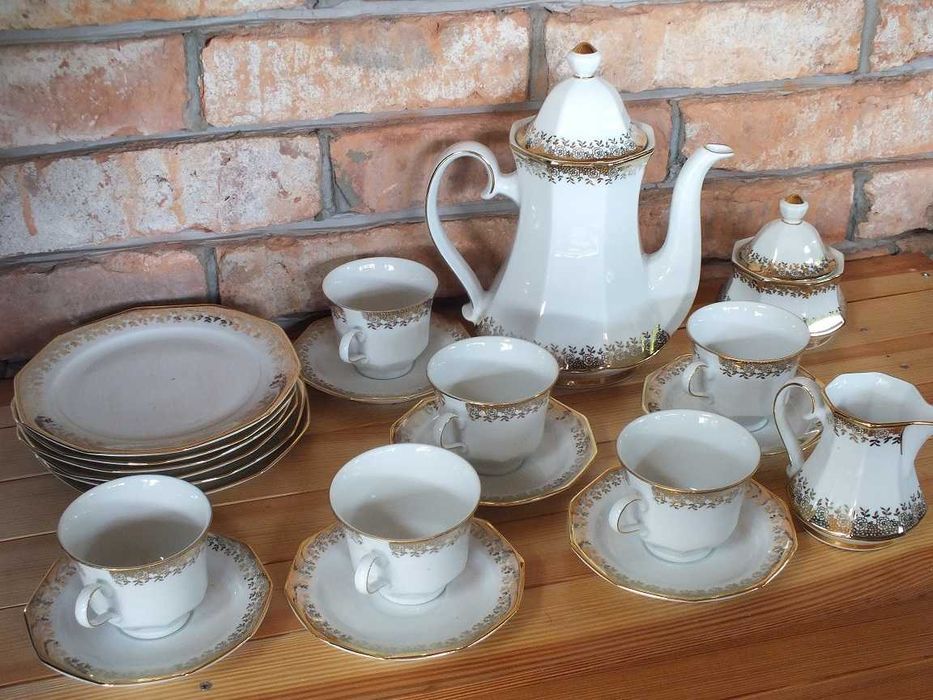 Serwis Kawowa Herbata Porcelana Bavaria Winterling manufaktura złocony