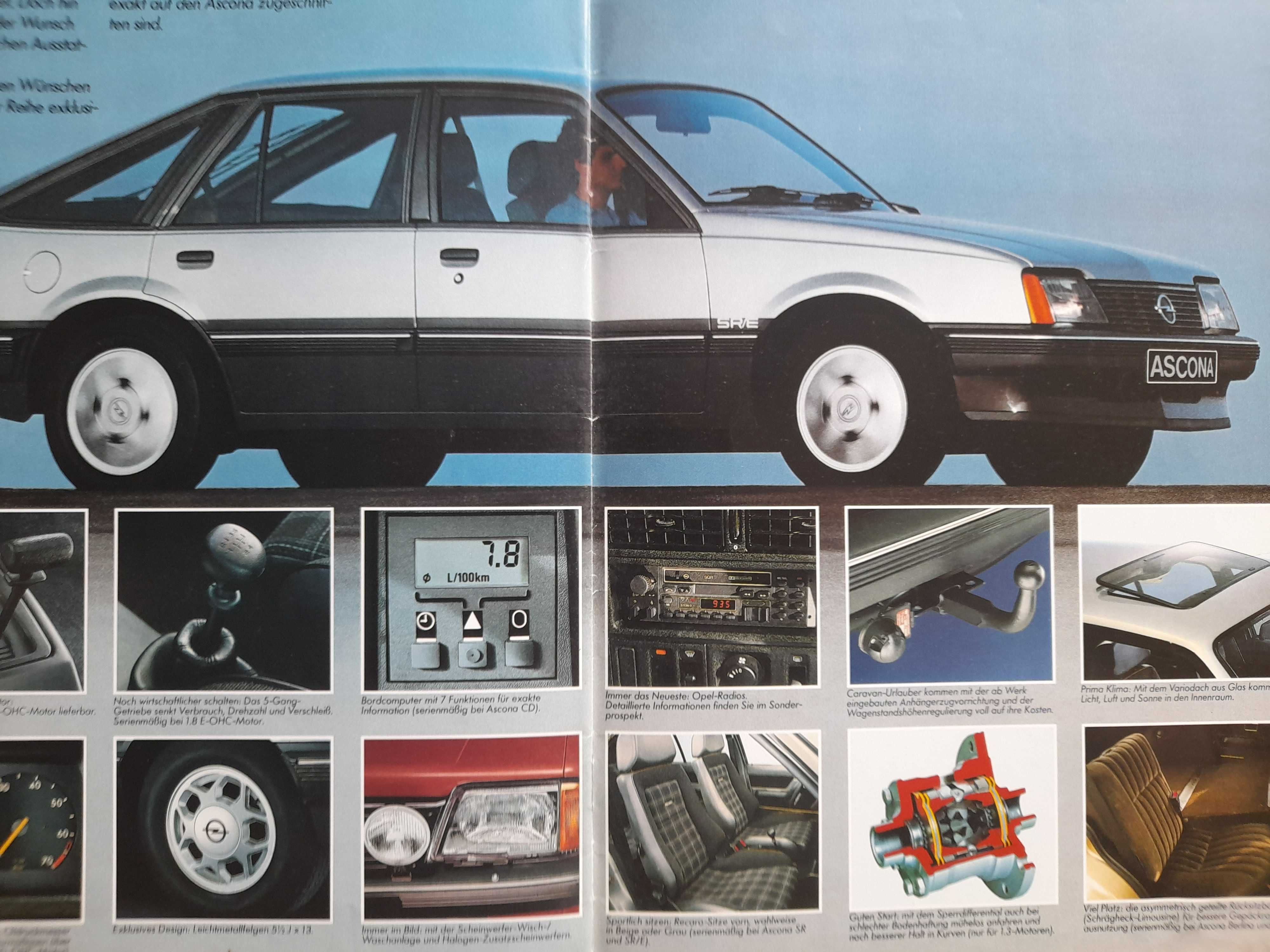 OPEL Ascona 1.3, 1.6, 1.8, 1.6 D prospekt niemiecki rok 1983