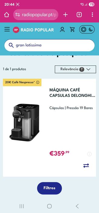 Maquina de café Nespresso Gran Lattissima Preta