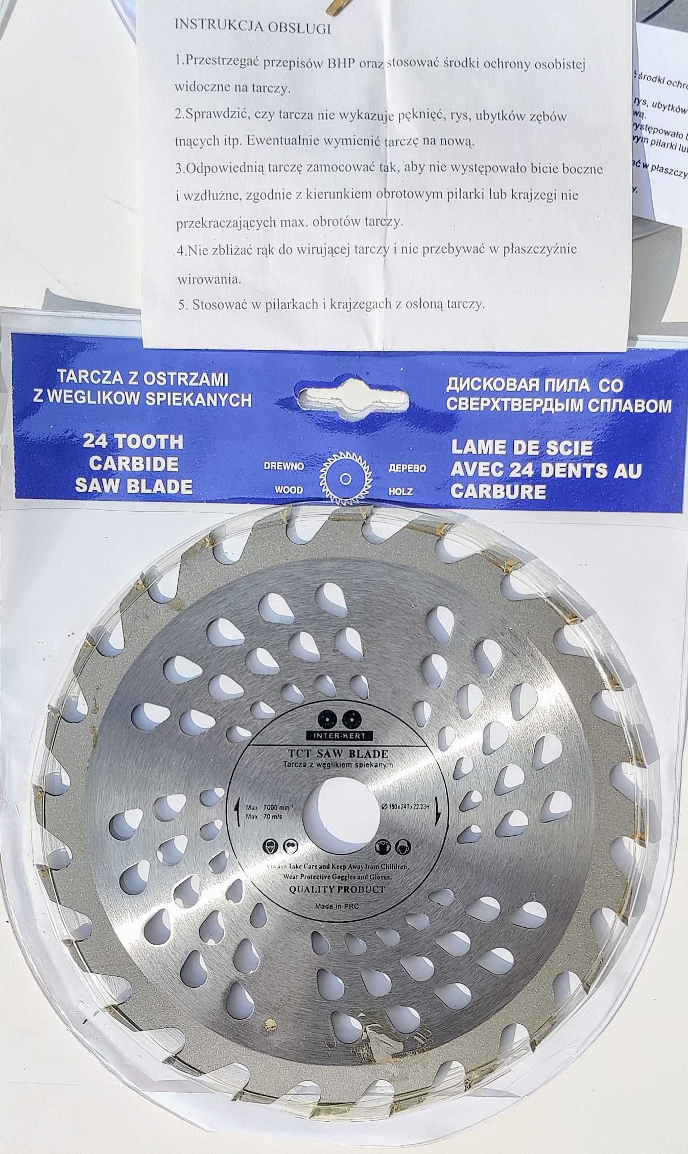 TARCZA PIŁA Z WIDIĄ DO DREWNA 180 ZĘBY 30 Węglik Otwór 20 mm Tarczowa