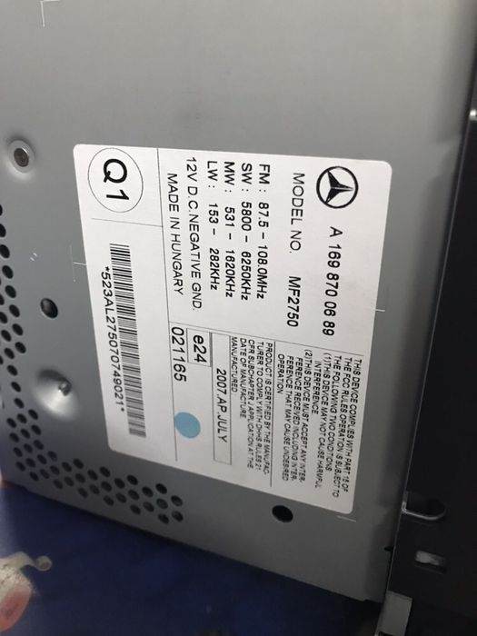 Radios 2 DIN Originais Mercedes W169