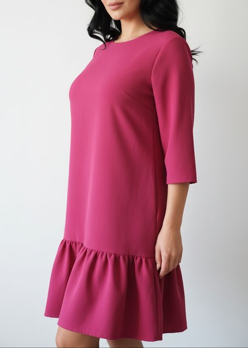 Стильна червоно-бардова сукня з воланом, розмір L