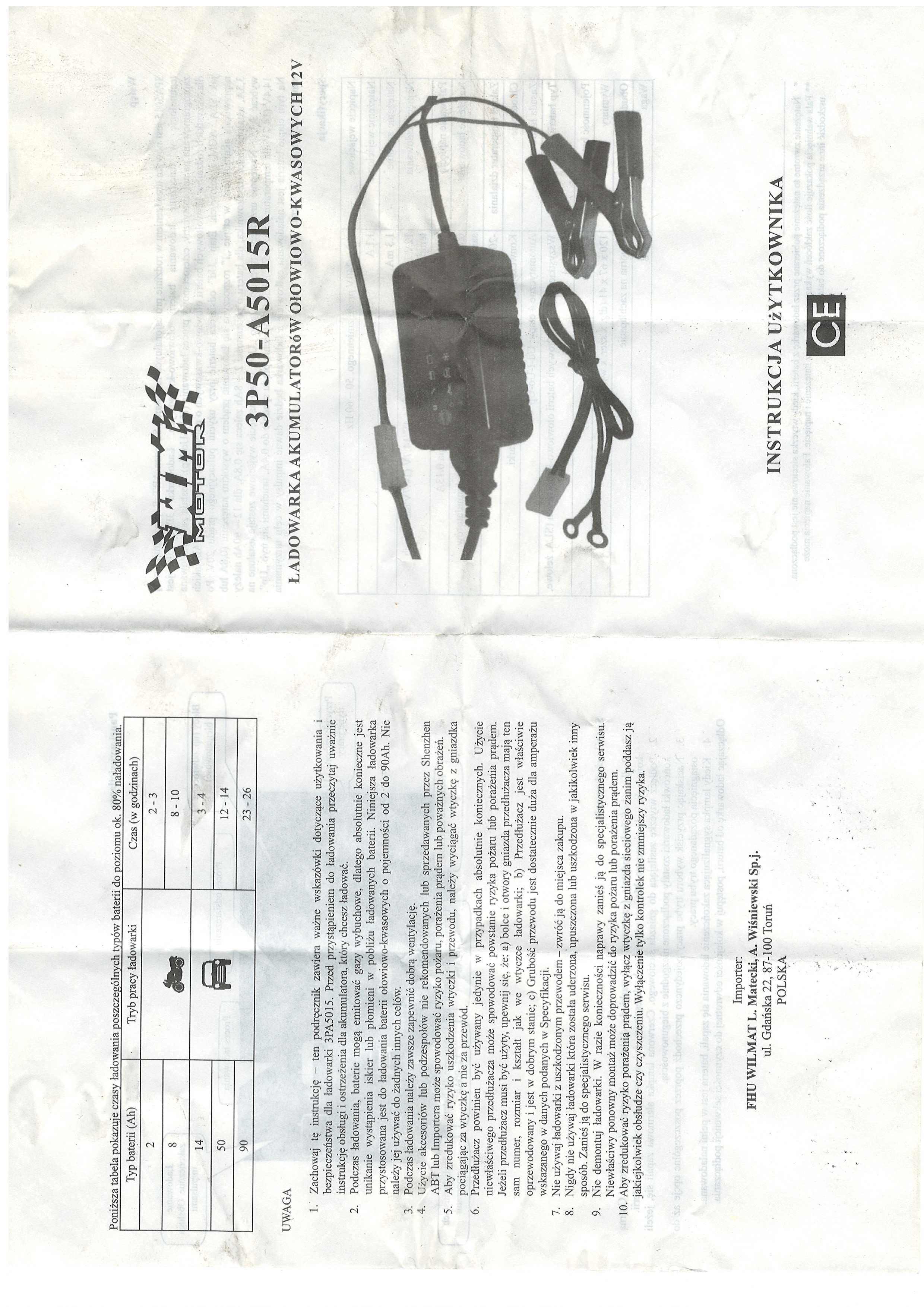 ładowarka akumulatorowa automatyczna 2-90Ah, WM Motor