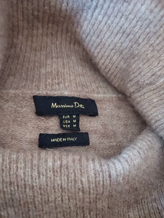 Massimo Dutti wełniany golf beżowy wełna oversize sweter z golfem beż
