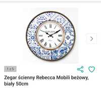 NOWY Zegar Ścienny Metal Bialy Brazowy Niebieski 50 cm