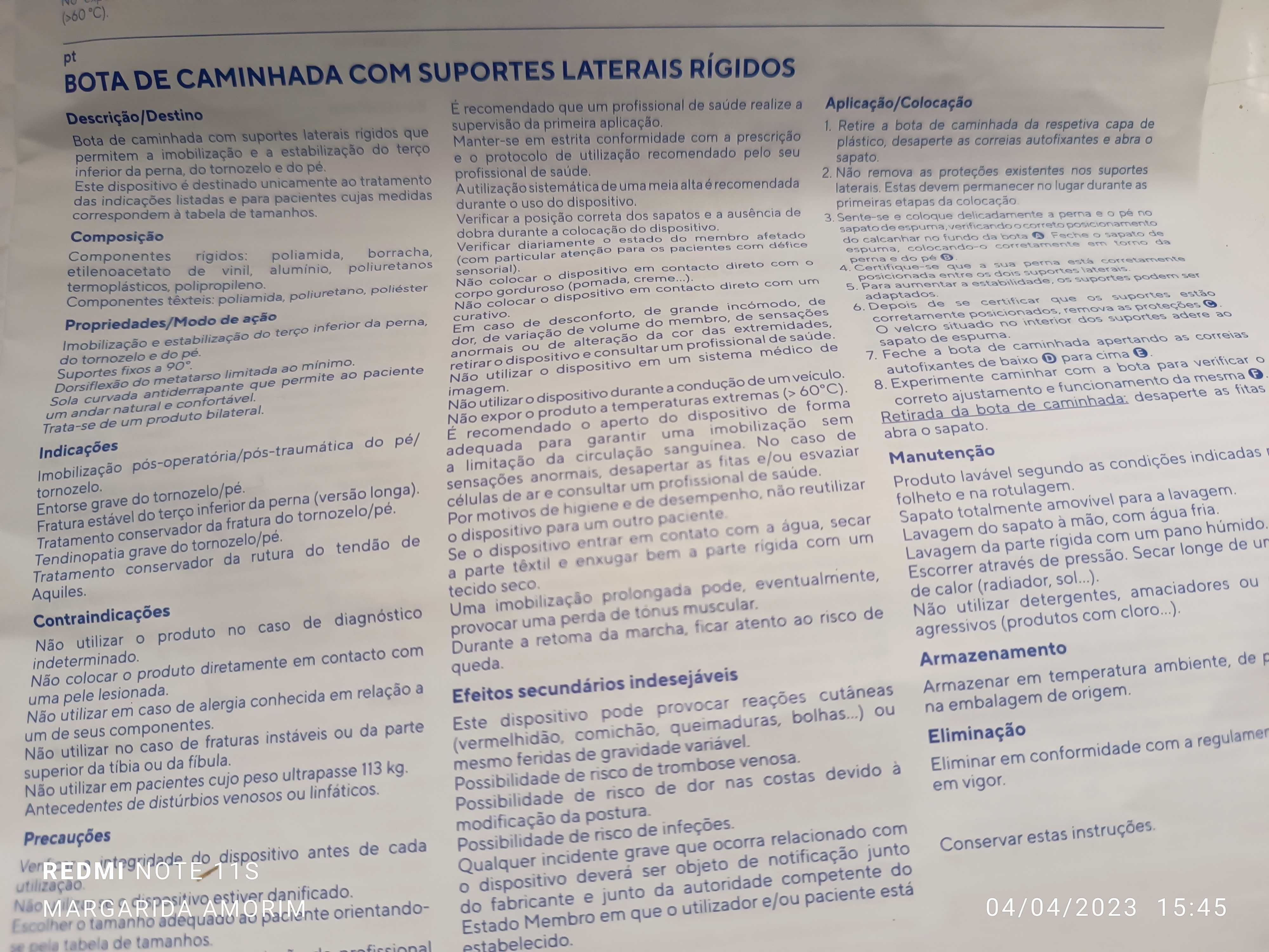 Bota de Caminhada nova com suportes rígidos (Ortopedia)