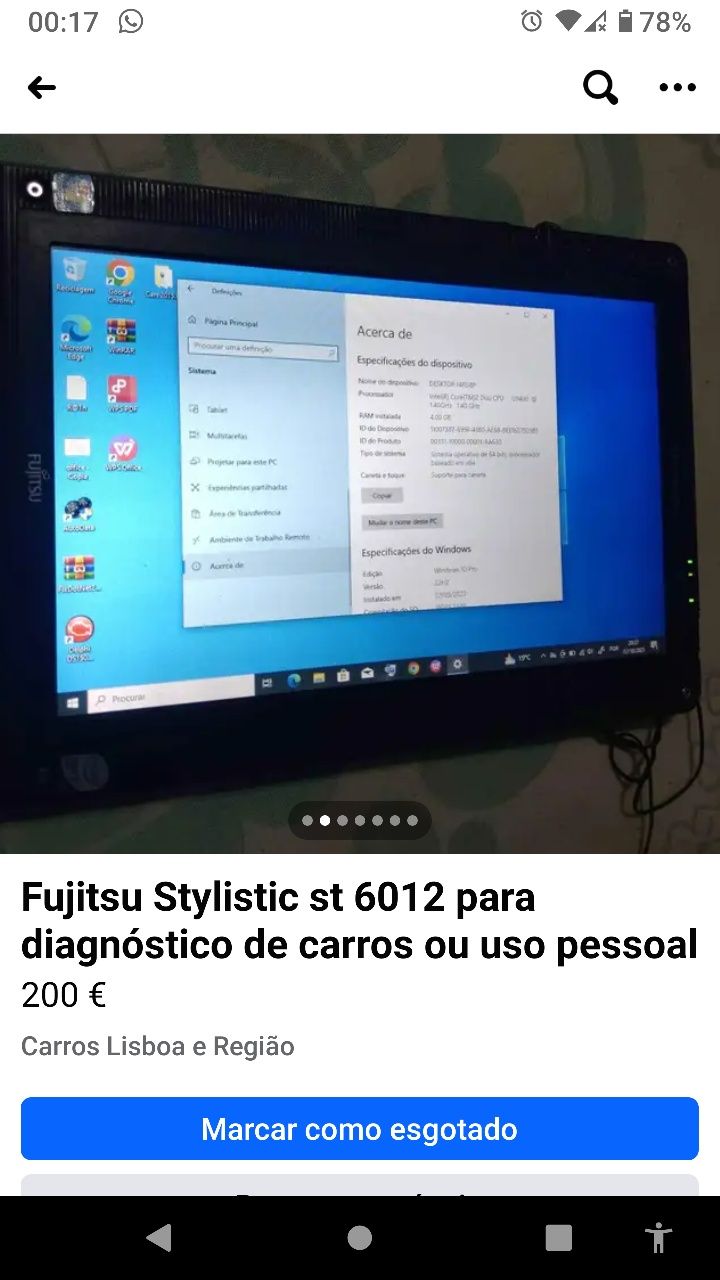 Computador de oficina diagnóstico ou averiguação de sinistro. Windows