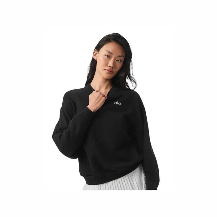 Світшот Alo Yoga Accolade Crew Neck Pullover Silver Logo Black