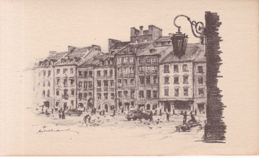 Pocztówka .Warszawa - Kamieniczki Starego Rynku .