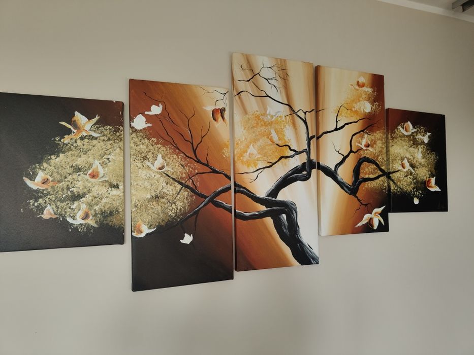 Obraz pentaptyk ręcznie malowany