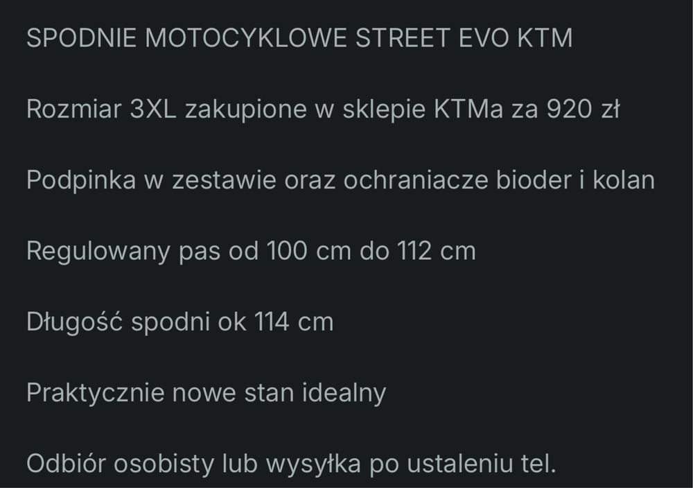 Spodnie motocyklowe KTM jak NOWE XXXL  3XL