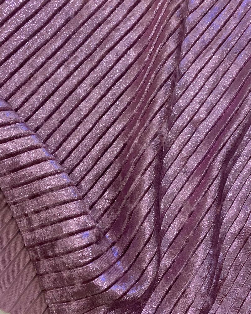 Плиссированная юбка h&m бархатная напыление металлик Розовая миди юбка