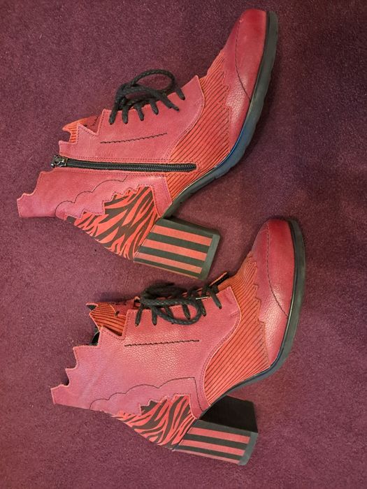 Maciejka nowe botki 39 skóra czerwone zebra Hit!