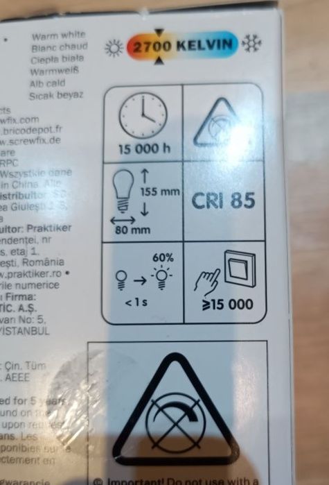 Żarówka LED Diall A67 22 W E27 2452 duża mocna 22w 100w 150w