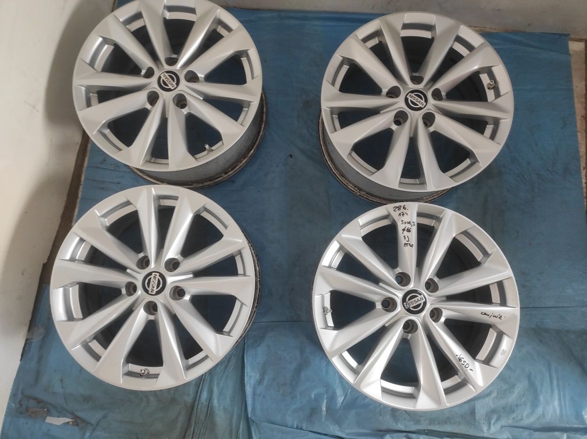 286 Felgi aluminiowe ORYGINAŁ NISSAN R 17 5x114,3 Czujniki Bardzo Ładn