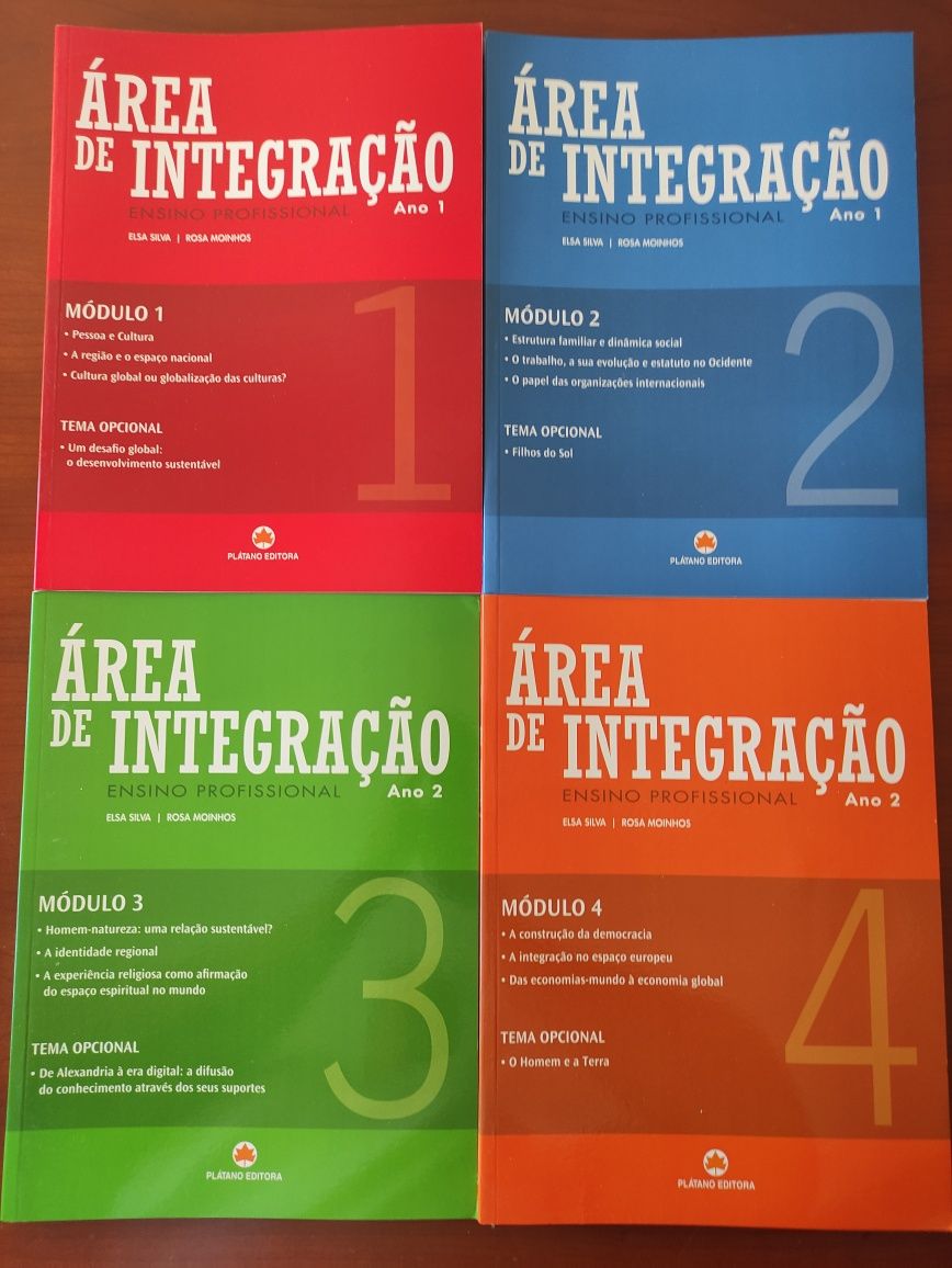 Livros ÁREA DE INTEGRAÇÃO módulos 1,2,3,4- Ensino Profissional