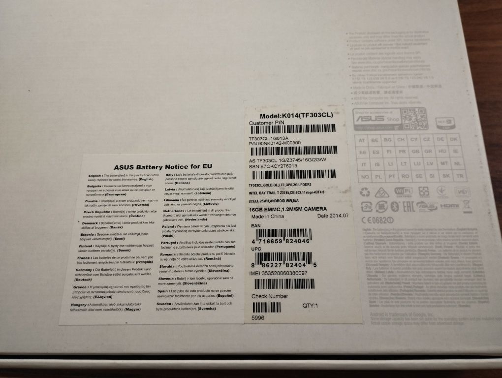 Планшет Asus Transformer Pad TF303CL