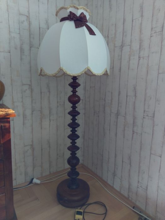 Lampa piękna drewniana stara po renowacji PRL retro vintage