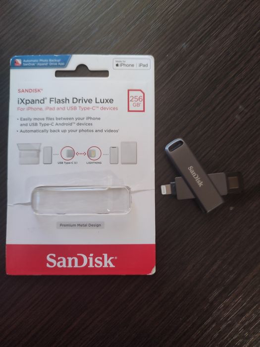 Флешка 256гб SanDisk iXpand Flash Drive Luxe для iPhone iPad USB Type-