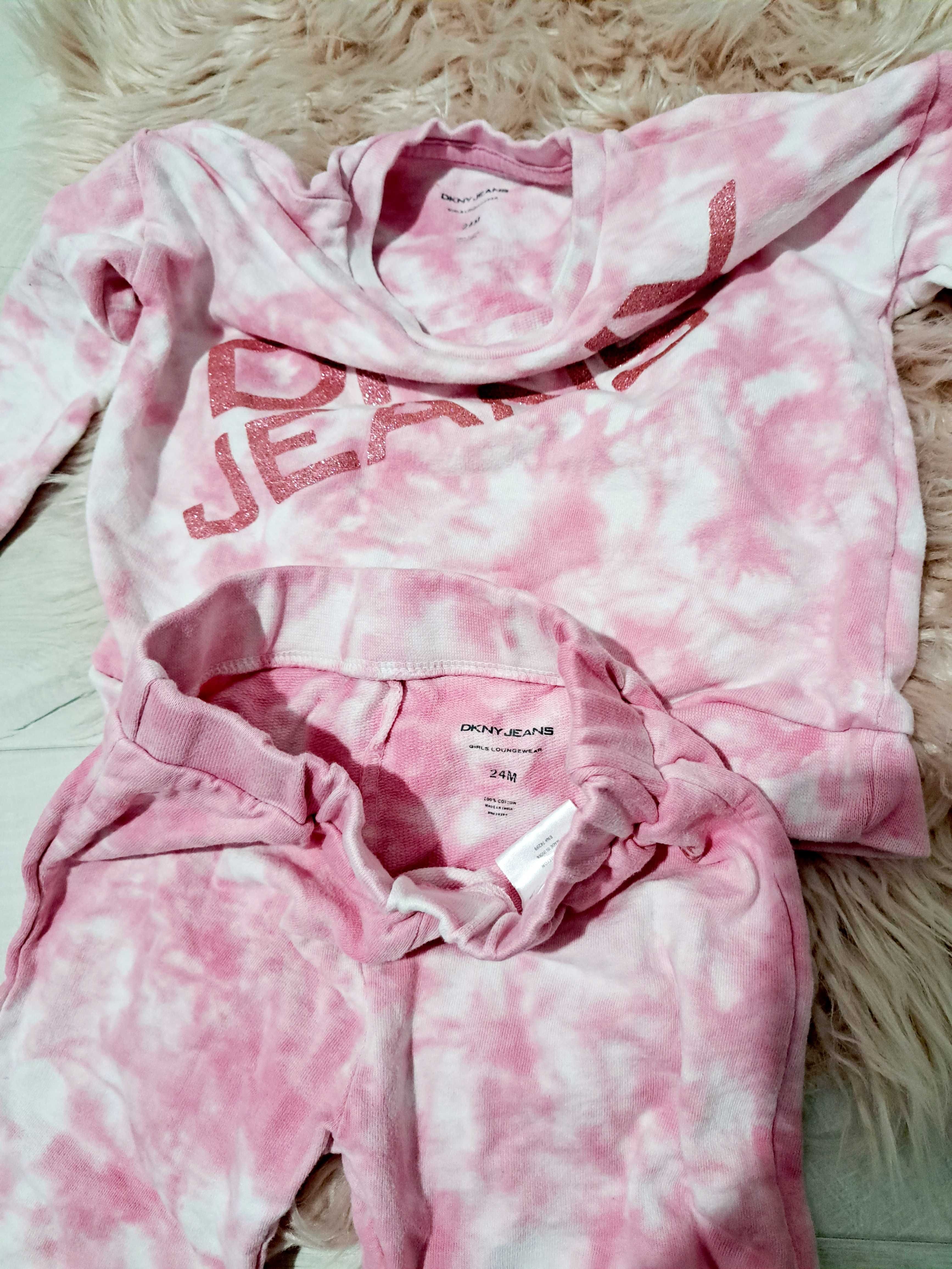 Dres DKNY JEANS 92 różowy tie dye dla dziewczynki ombre j. Nowy