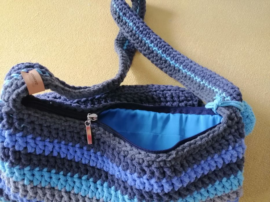 Torebka ze sznurka, szydełko, ręcznie robiona