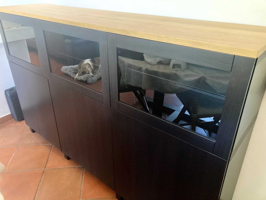 Móvel IKEA BESTÅ pret-cast Lappviken/Sindvik e vidro transparante