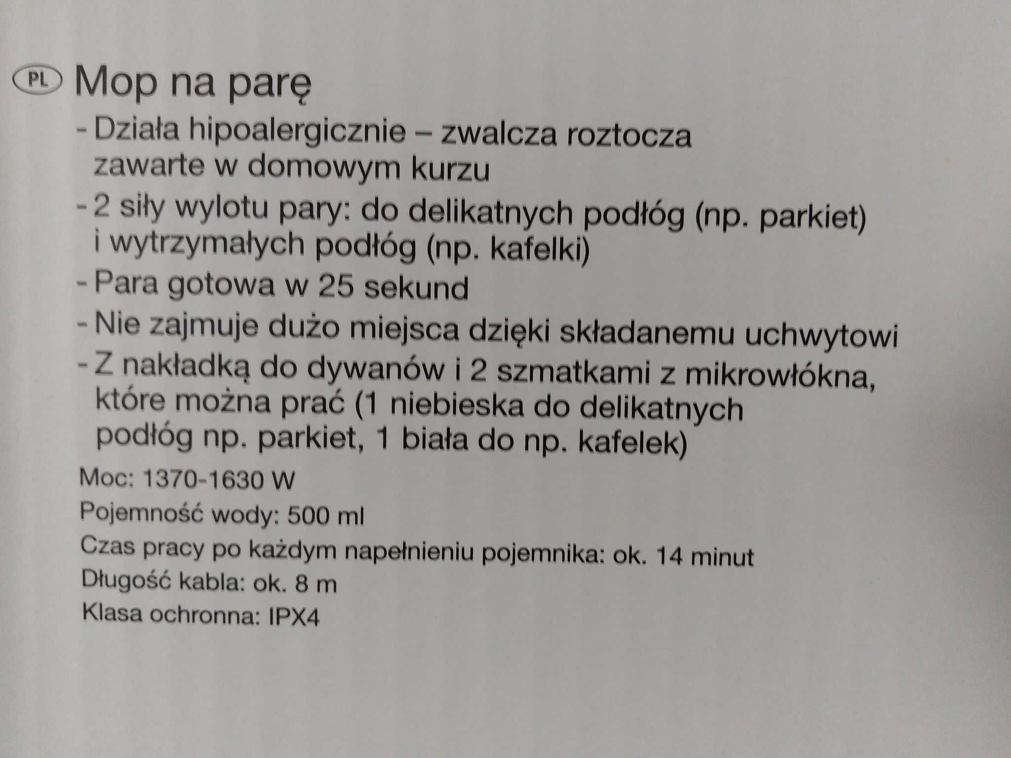Mop parowy, mop na parę, SilverCrest