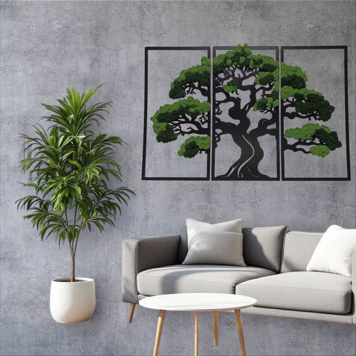 Obraz Tryptyk z mchem Chrobotkiem 60/90cm